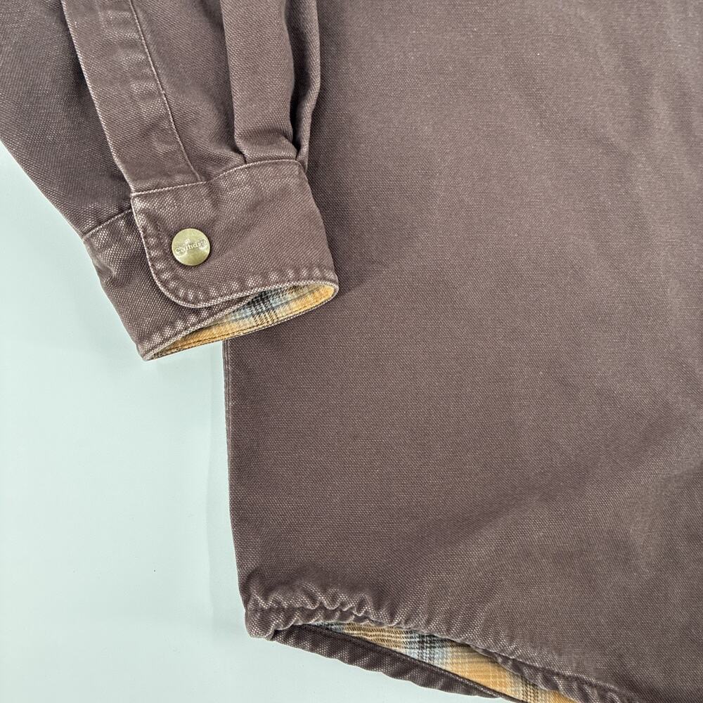 Vintage Carhartt Shirt Jacket Men Medium Brown Duck Canvas Flannel Lined S96DKB - Picture 8 of 15